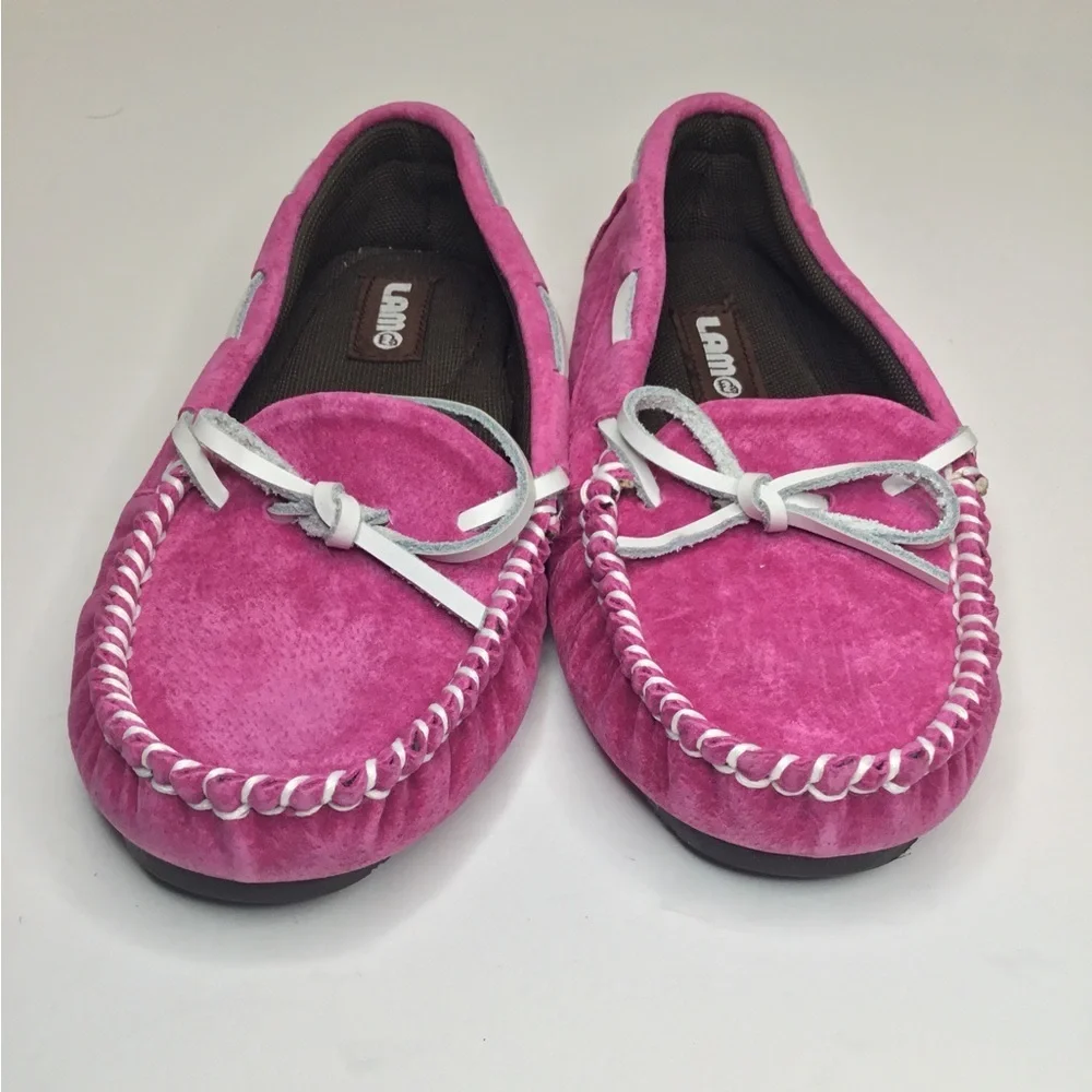 Lamo pink suede loafers kids size 1